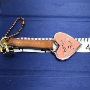 DOONEY & BOURKE Pink Heart Leather Key Fob Bag Charm KEYCHAIN